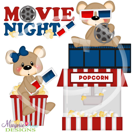 Franklin & Frannie Movie Night SVG Cutting Files + Clipart - Click Image to Close
